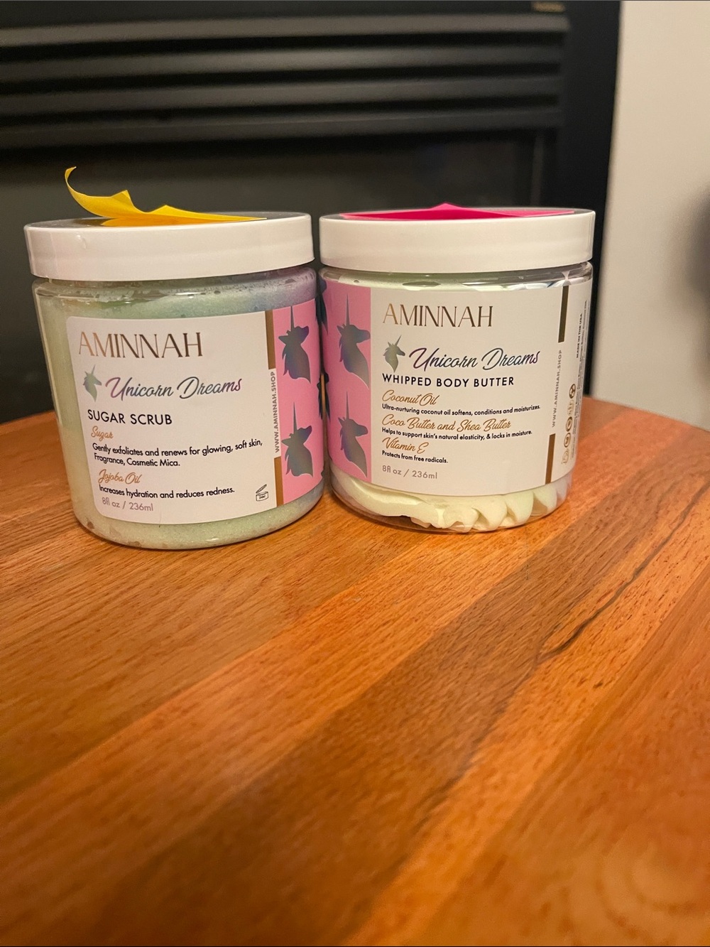 Aminnah Unicorn Dreams Whipped Body Butter & Sugar Scrub - Pink, Green